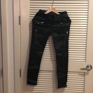 Black faux leather Moto pants